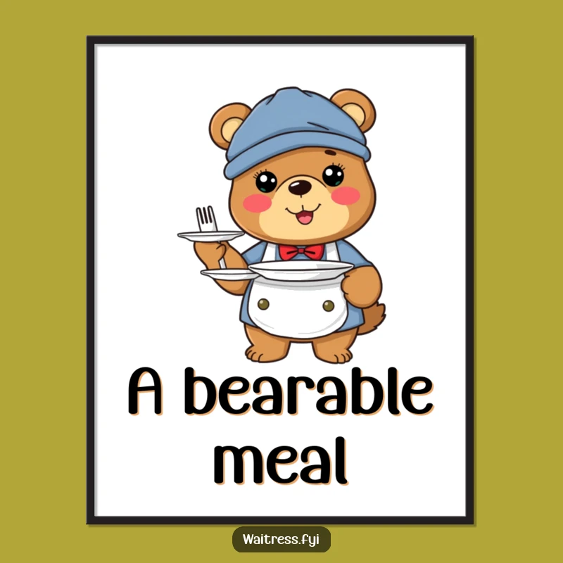 Happy Bear Server Digital Print: Instant Woodland Wall Art