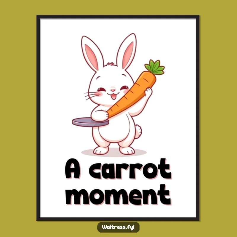 Funny Rabbit Server Digital Art: Bunny Carrot Printable, Instant Humorous Decor Gift