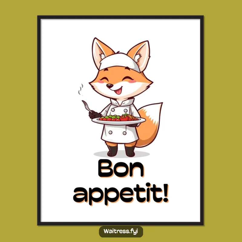 Funny Fox Chef Digital Art: Elegant Wall Decor, Instant Funny Gift Download