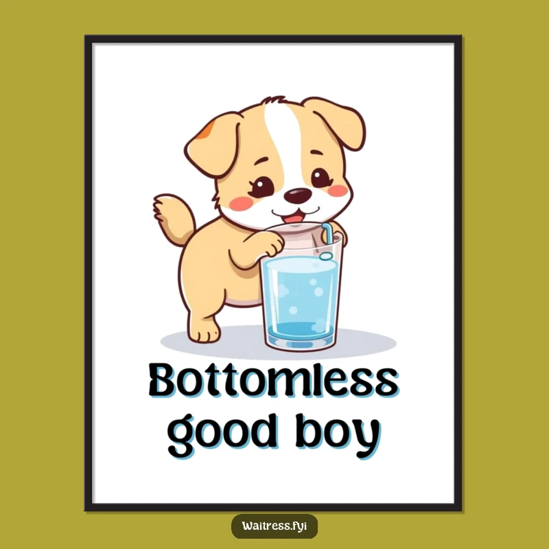 Funny Kawaii Dog Refill Digital Art Print: Decorate with Eager Pup Charm Gift