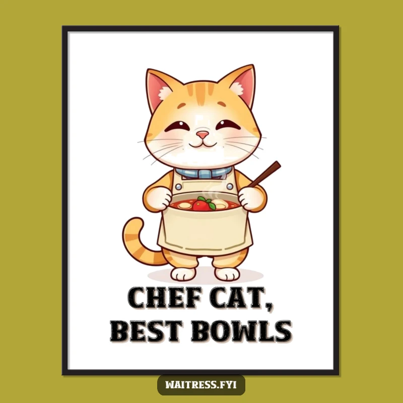 Funny Cat Chef Digital Art - Culinary Presentation - Instant Downloadable Hilarious Funny Gift!