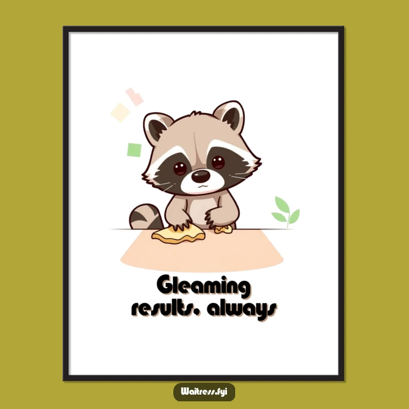 Funny Kawaii Raccoon Digital Art: Instant Tidy Decor Funny Gift