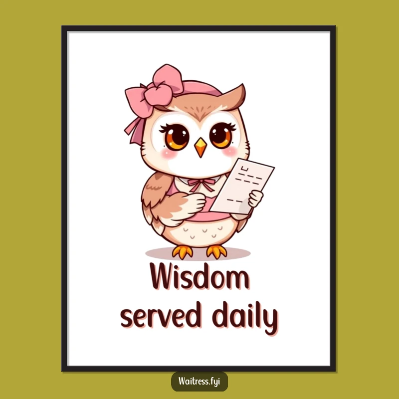 Funny Owl Digital Art: Owl Offers Menu, Instant Funny Gift