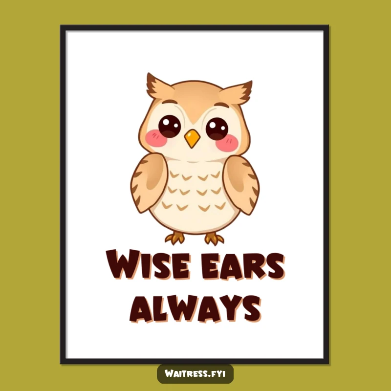Funny Owl Listener Digital Art: Instant Download, Empathetic Decor, Perfect Gift