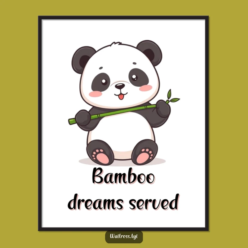 Funny Panda Serving Digital Art: Instant Cute Panda Download, Perfect Gift