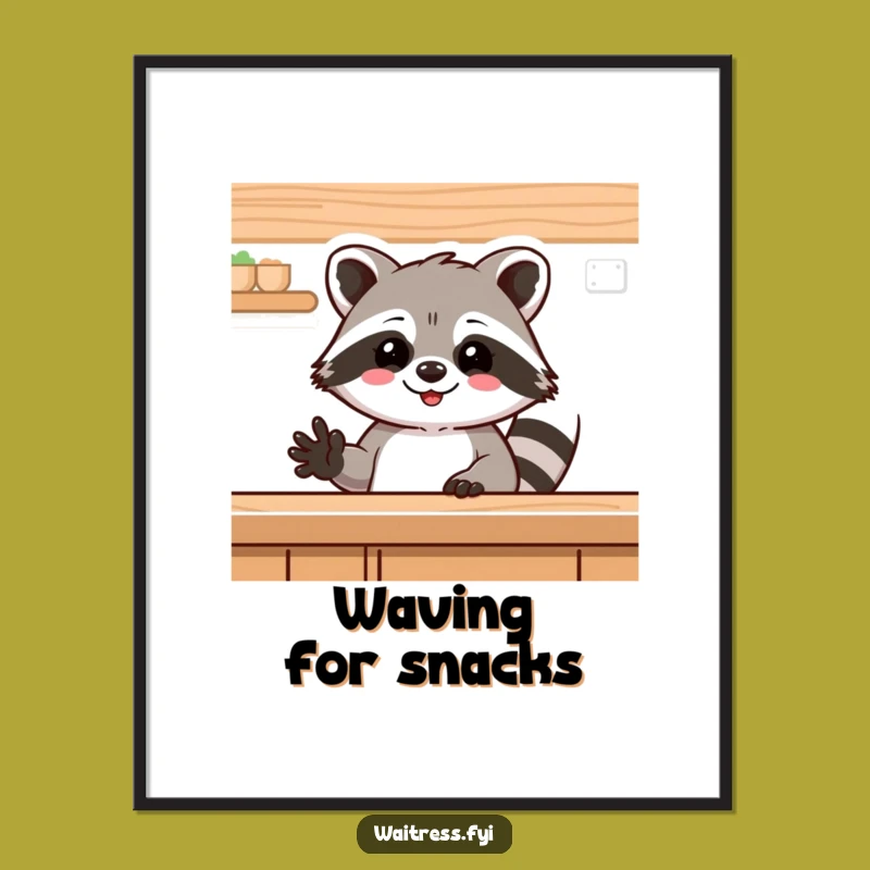 Funny Raccoon Digital Art - Friendly Wave - Instant Downloadable Hilarious Funny Gift!