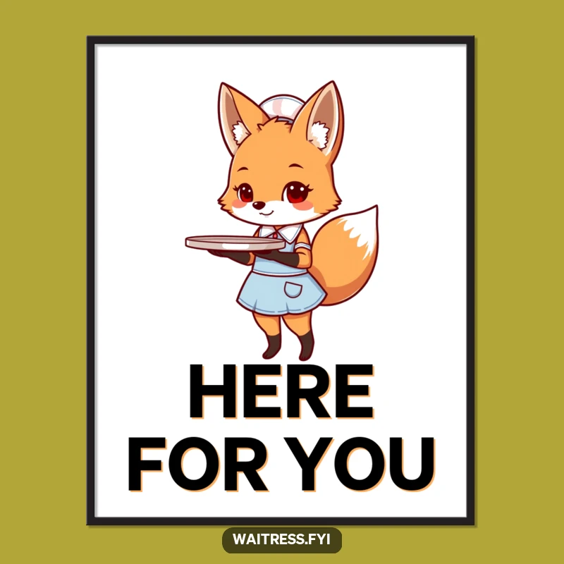 Cute Fox Diner Digital Print: Instant Funny Wall Art for Your Home