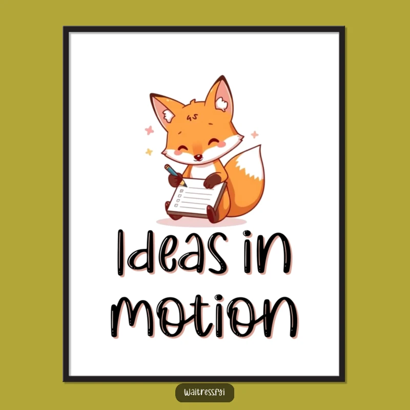 Funny Fox Order Taker Digital Art Print: Add Playful Productivity to Your Decor