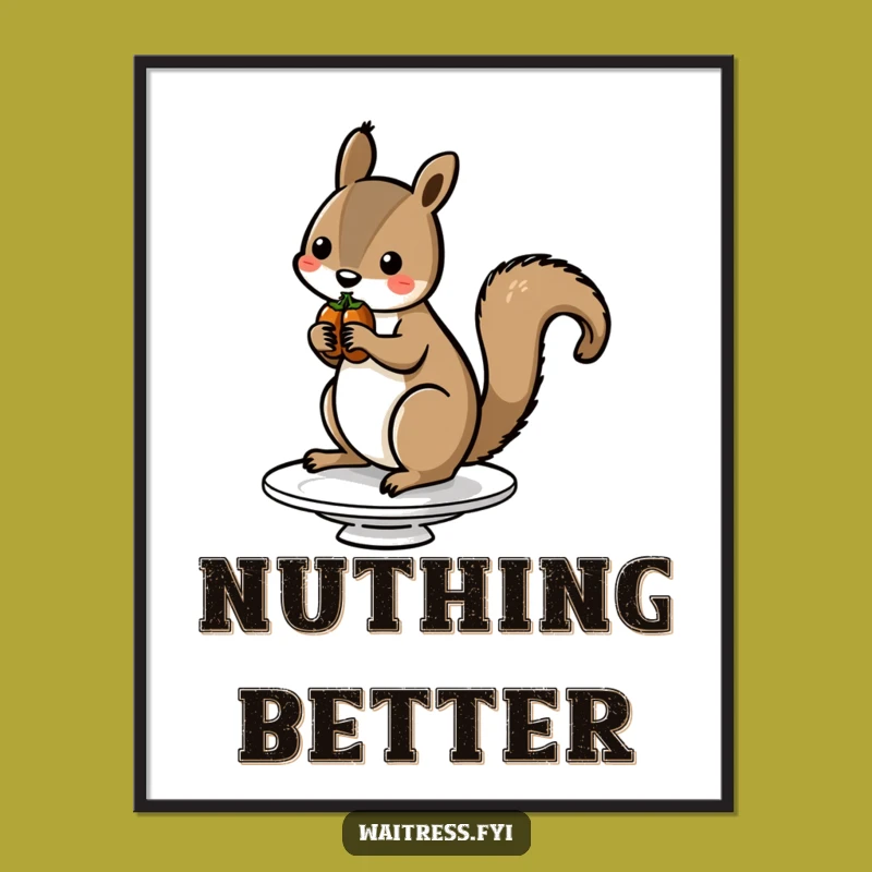 Funny Squirrel Nut Digital Print: Instant Wall Art with Woodland Charm Gift