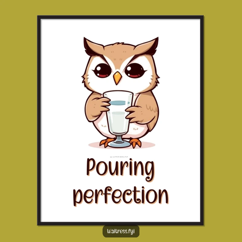 Funny Owl Refilling Digital Art: Instant Focus and Humor for Your Space