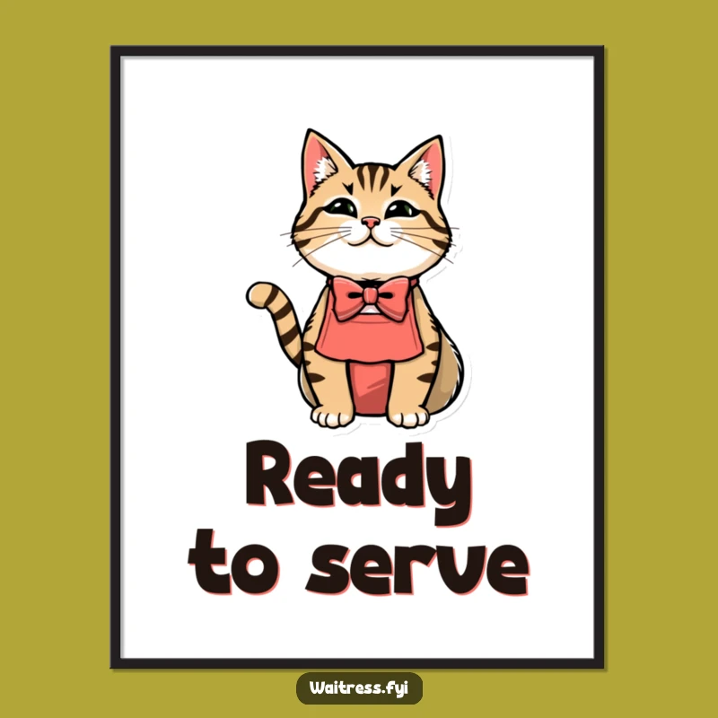 Dapper Cat Waiter Digital Print: Instant Classy Wall Art