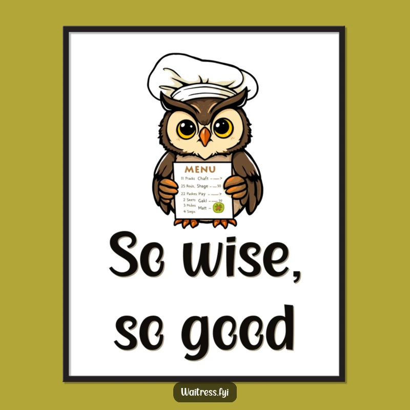 Funny Owl Chef Digital Print: Instant Wall Art with Culinary Wit Gift