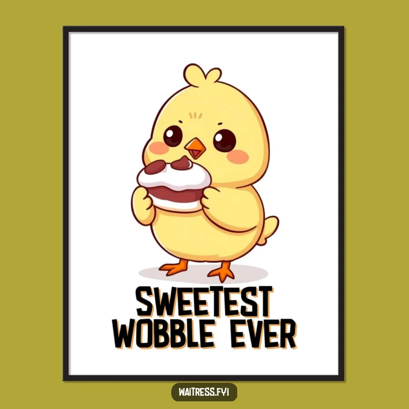 Funny Chick Dessert Digital Art - Proud Character Printable, Instant Gift