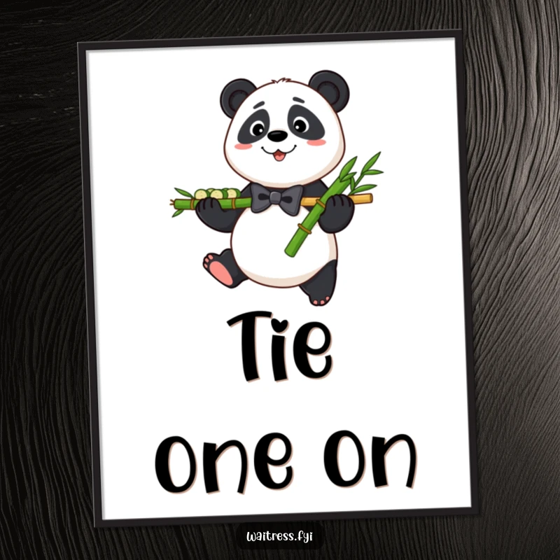 Funny Panda Bamboo Digital Art Print showing a friendly panda serving bamboo, ready to print and add humor to any space.