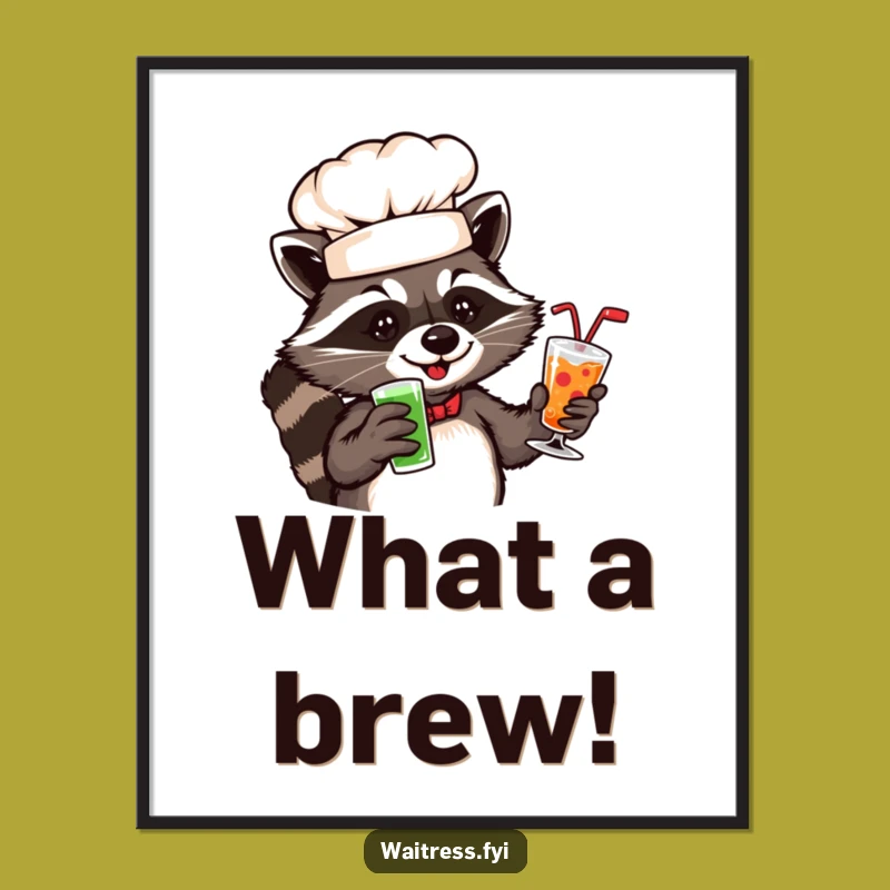 Cheeky Raccoon Chef Digital Print: Instant Playful Wall Art