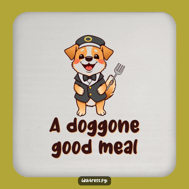 Funny Dog Waiter Coasters (Set of 4): Happy Table Protection, Unique Funny Gift for Dog Lovers