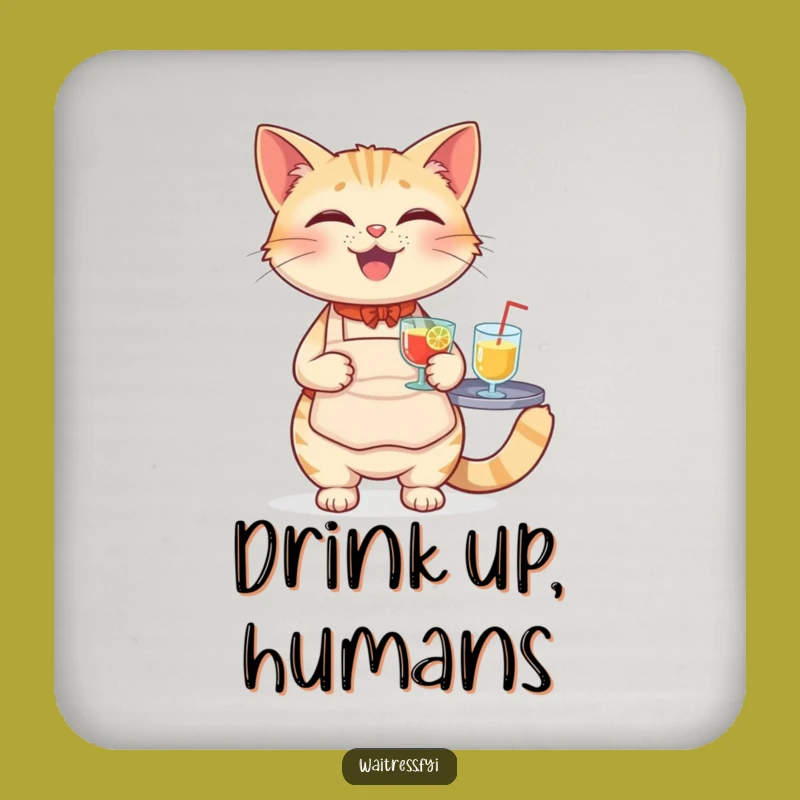 Funny Cat Waiter Drink Coasters - Feline Balancing Drinks, Protect Furniture with Funny Gifts!