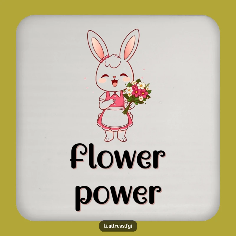 Funny Bunny Waitress Coasters: Flowers & Charm - Hilarious Set for Tables, Gift