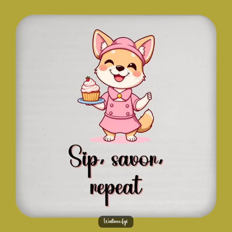 Funny Dog Waitress Coasters (Set of 4): Protect Surfaces with Pup Art, Gift Idea