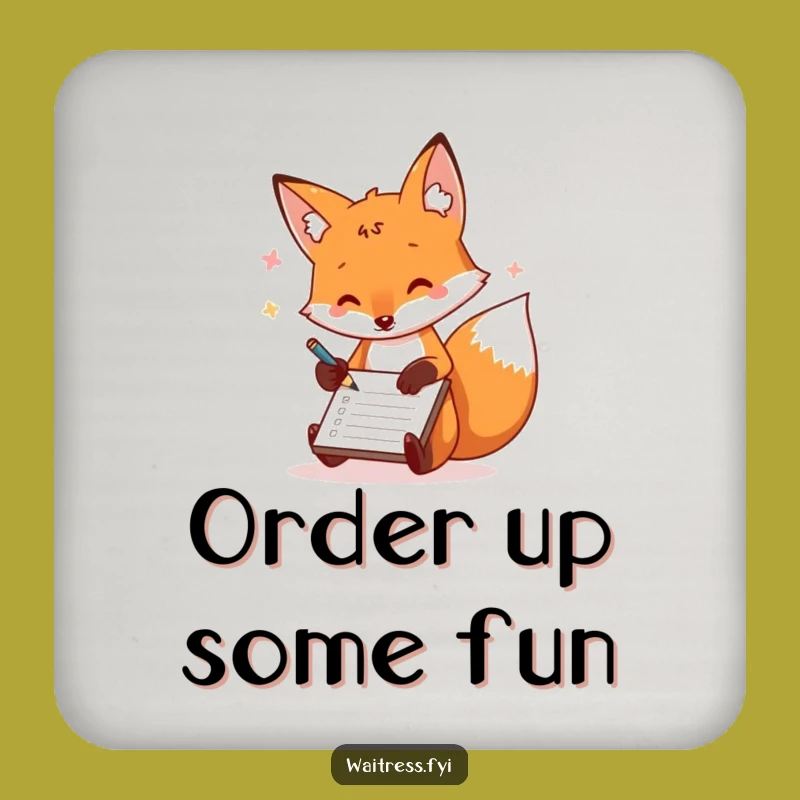 Funny Fox Order Taker Drink Coasters: Keep Surfaces Neat with Playful Art