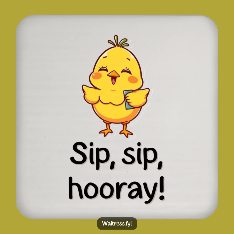 Funny Giggling Chick Drink Coaster - Protect Surfaces with Cheerful Excitement