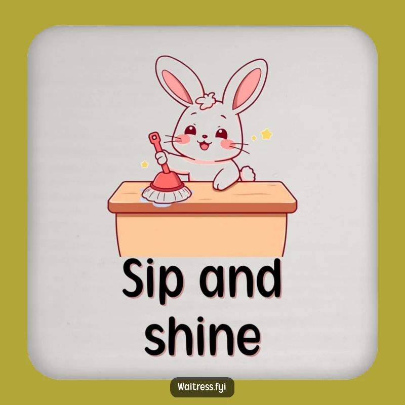 Funny Kawaii Bunny Cleaning Drink Coaster: Protect Surfaces with Cute and Cheerful Style Gift