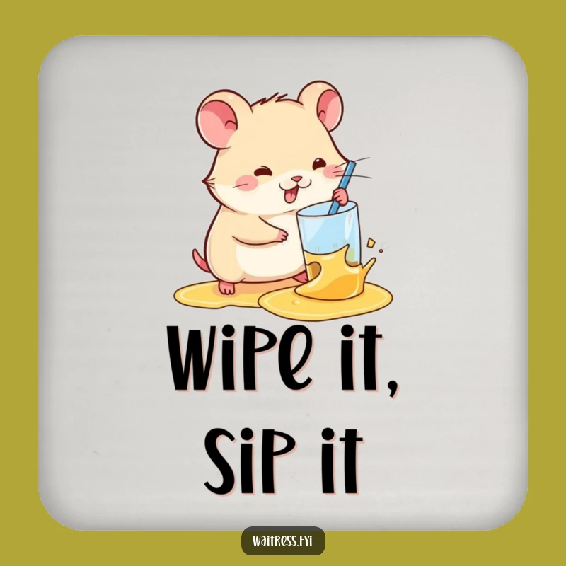 Funny Kawaii Hamster Drink Coaster: Protect Your Table with This Spill Hero Art