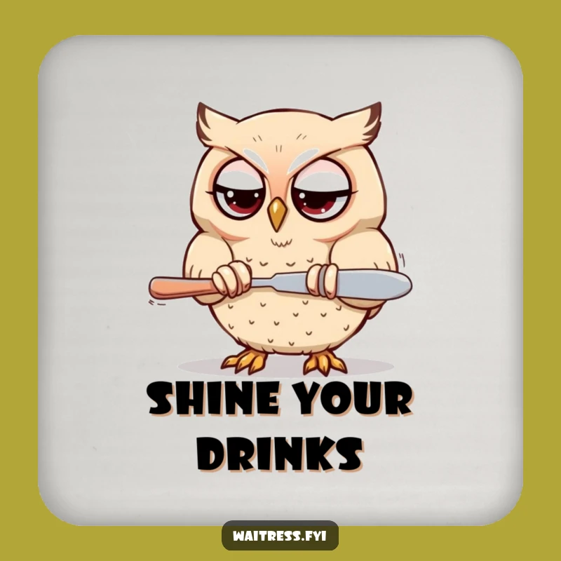 Funny Kawaii Owl Polishing Coasters: Protect Surfaces with Focused Owl Style, Set of Funny Gifts!