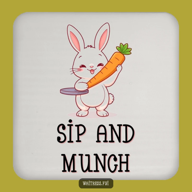 Funny Rabbit Server Coaster Set: Bunny Carrot Drink Protection, Humorous Gift for Hosts