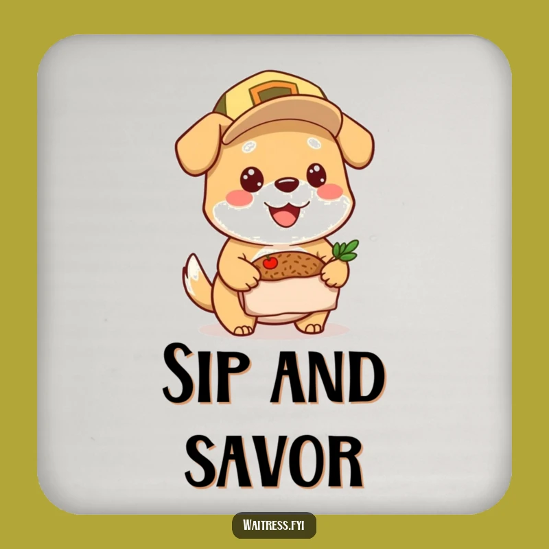 Funny Dog Delivery Coaster: Cheerful Cap Dog Protection, Mealtime Humor, Perfect Funny Gift