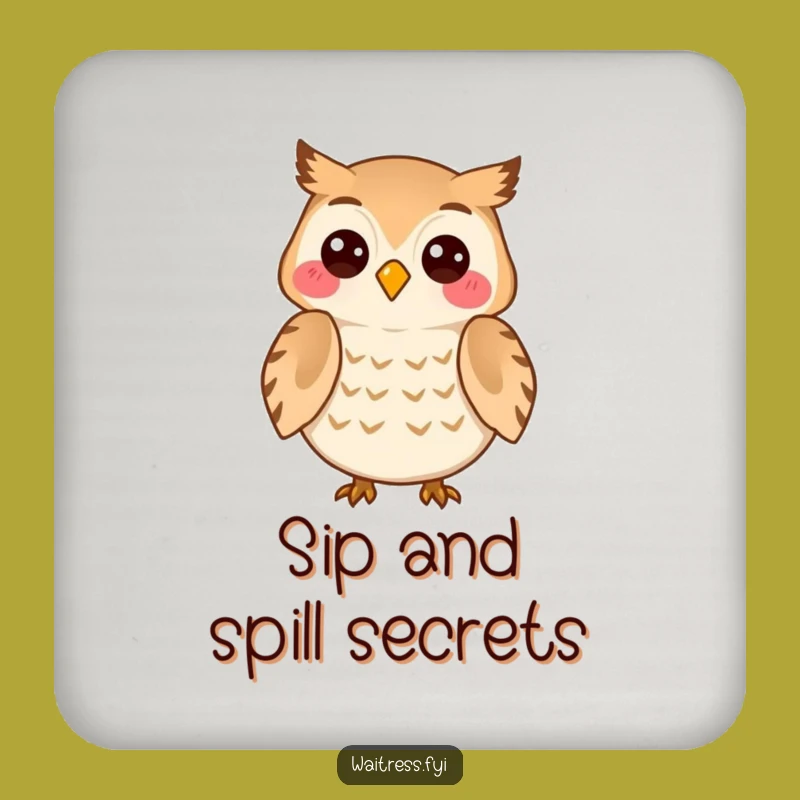 Funny Owl Listener Coasters: Protect Surfaces with Empathy, Chic Gift Set