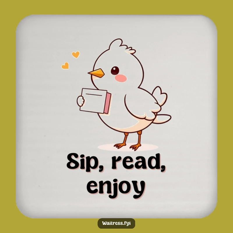 Funny Kawaii Bird Drink Coaster: Protect Surfaces with Cheerful Messenger Art