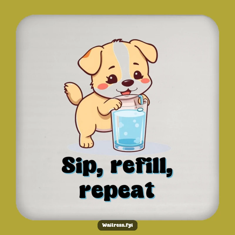 Funny Kawaii Dog Hydration Drink Coaster: Protect Surfaces with Eager Pup Style Gift
