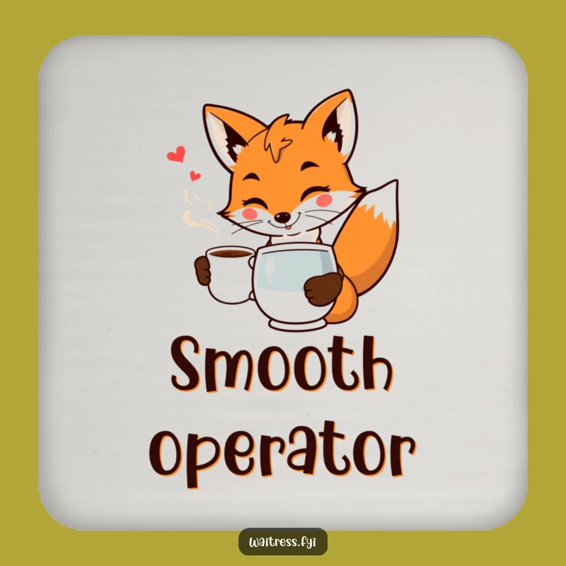 Funny Fox Waiter Coasters (Set of 4): Clever Table Protection, Unique Funny Gift for Fox Lovers