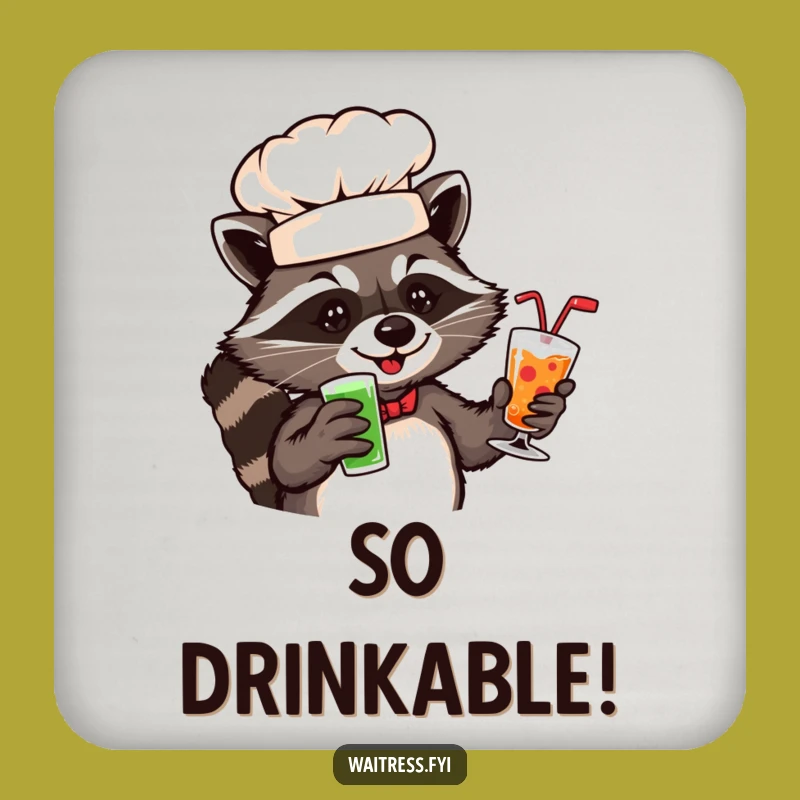 Funny Raccoon Chef Coasters: Protect Surfaces with Cheeky Table Flair