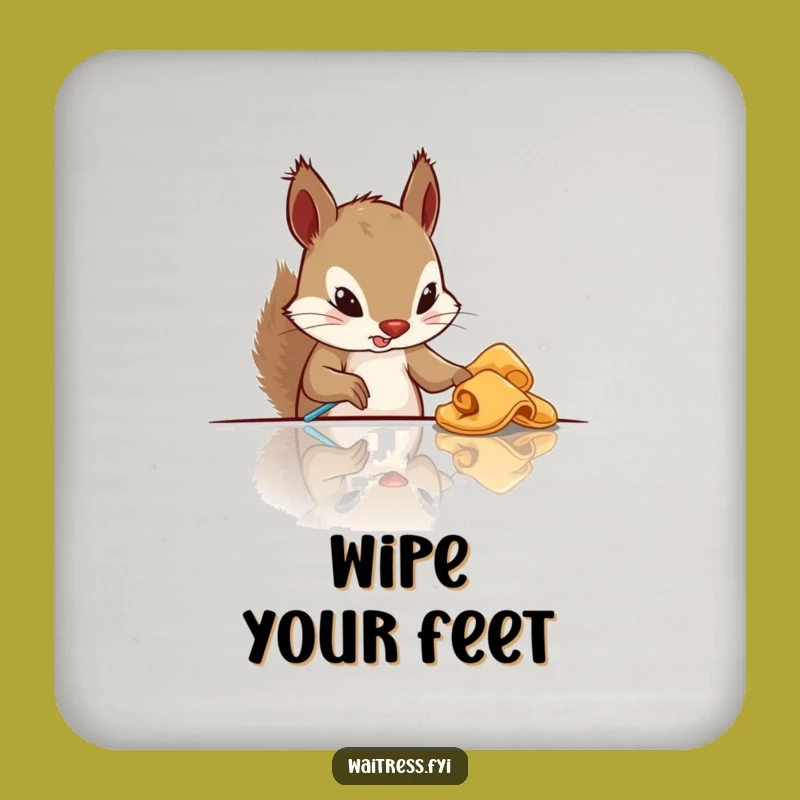 Funny Squirrel Cleaning Drink Coasters: Protect Surfaces with Humorous Style
