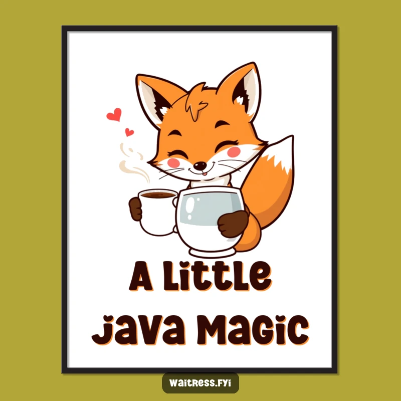 Funny Fox Waiter Poster: Clever Animal Art, Charming Funny Gift for Wall Decor