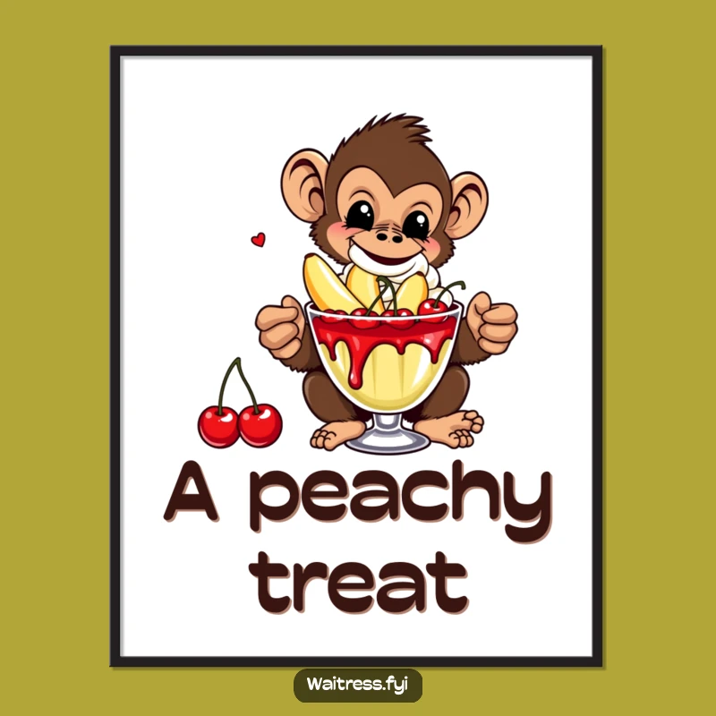 Funny Monkey Banana Poster: Quirky Wall Art for Primate Ambiance Gift