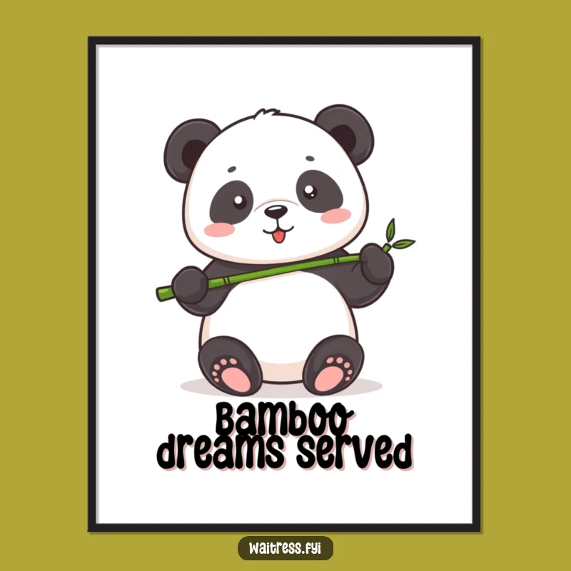 Funny Panda Serving Poster: Cute Bamboo Art, Hilarious Wall Decor, Perfect Gift