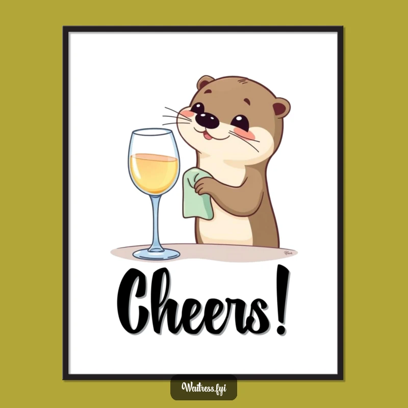 Funny Otter Bartender Poster: Joyful Wall Art, Perfect Funny Gift for Bars