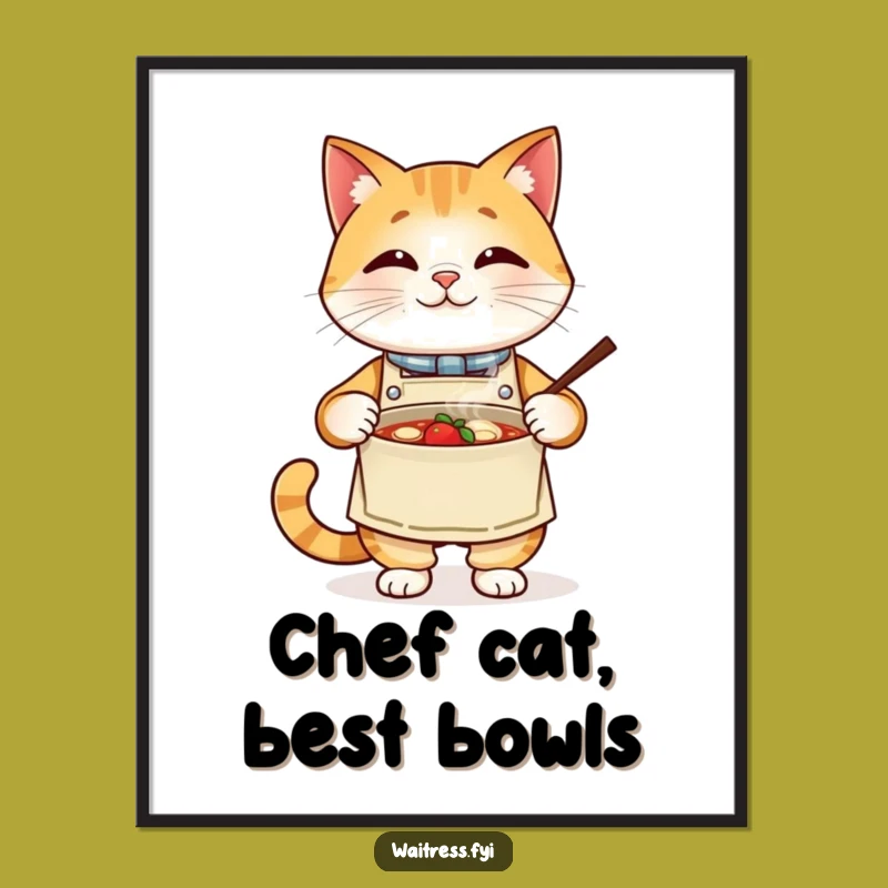 Funny Cat Chef Poster - Culinary Wall Art - The Perfect Quirky Funny Gift!