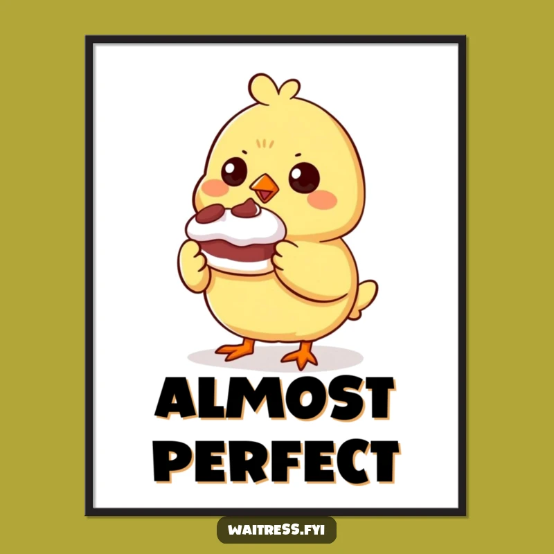 Funny Chick Dessert Poster - Proud Character Art, Quirky Kitchen Decor