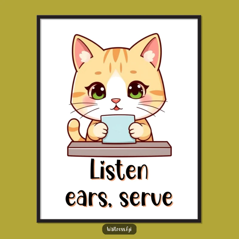 Funny Kawaii Cat Server Poster: Adorn Your Walls with Polite Feline Art Gift