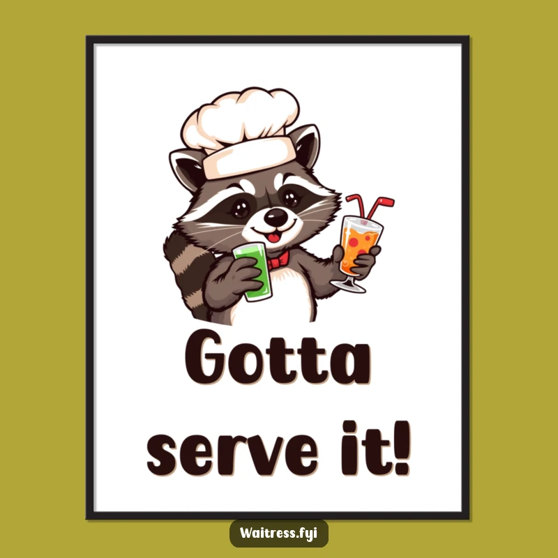 Cheeky Raccoon Chef Poster: Add Playful Humor to Your Wall Art