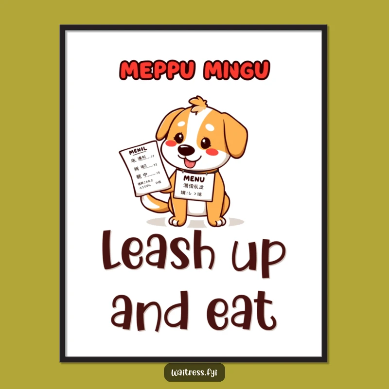 Funny Dog Waiter Poster: Whimsical Cartoon Canine Art, Ideal for Wall Decor, Funny Gift!