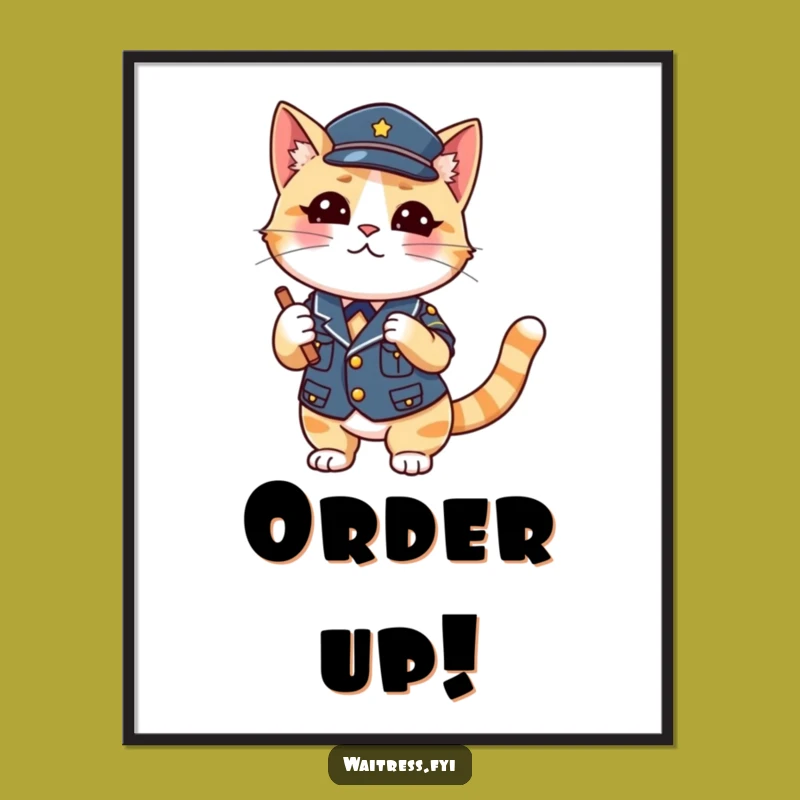 Funny Cat Waiter Poster: Whimsical Wall Art, Perfect Funny Gift for Cat Lovers