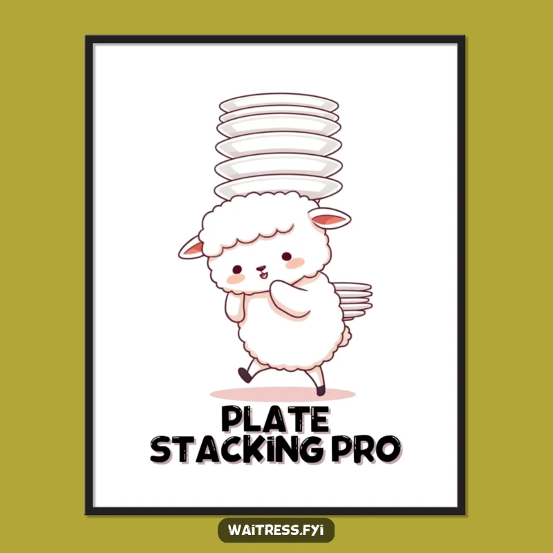 Funny Sheep Plate Struggle Poster: Adorable Wall Art, Cute Decor, Perfect Gift