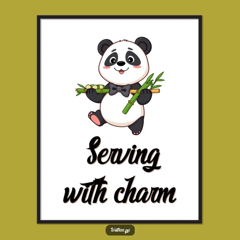 Funny Panda Bamboo Poster: Cute Wall Art for Gentle Ambiance Gift