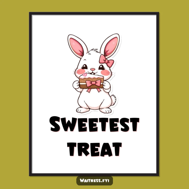 Funny Bunny Cake Poster: Cute Dessert Art, Charming Funny Gift for Wall Decor