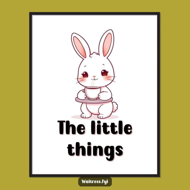 Funny Bunny Tea Scene Poster - Adorable Character Art, Quirky Wall Decor